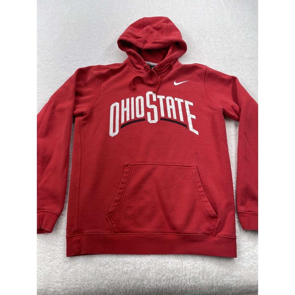 Nike Ohio State Buckeyes Hoodie Mens Medium Red Pullover Sweatshirt NCAA OSU